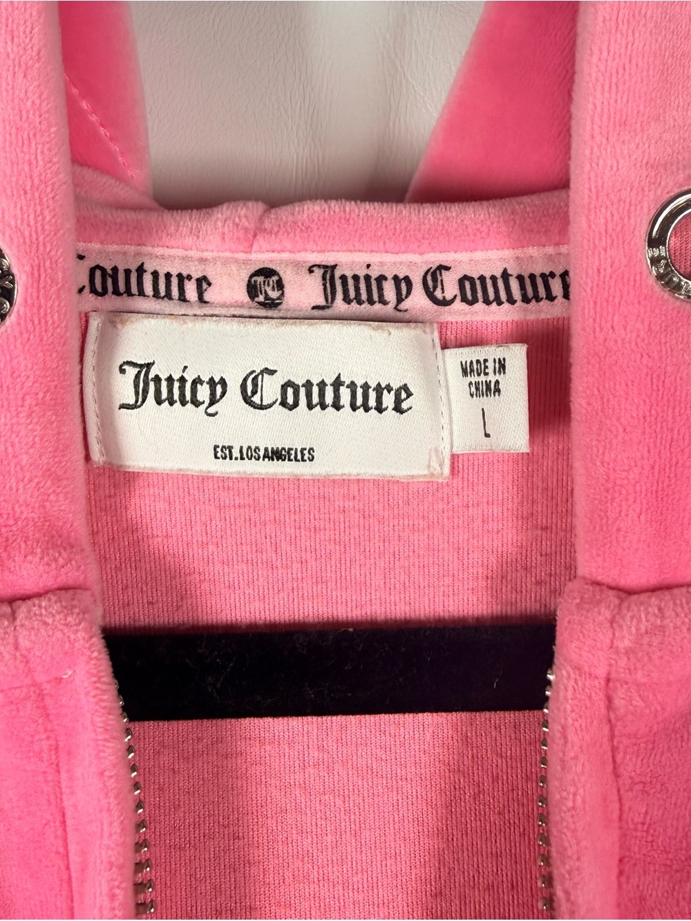 Juicy Couture Pink Velour Hoodie & Sweatpants Track Suit Rhinestone Y2K Size L - Picture 9 of 15